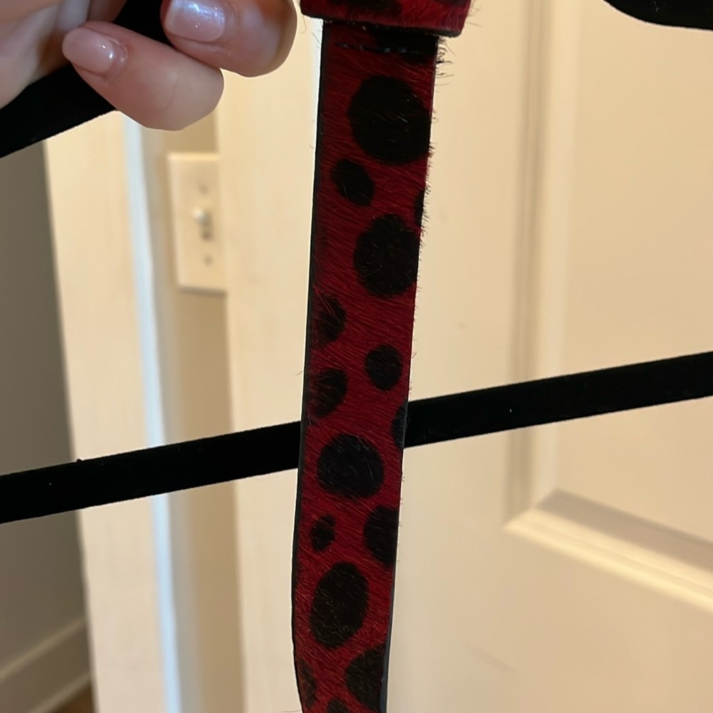 Red leopard print, genuine leather express belt